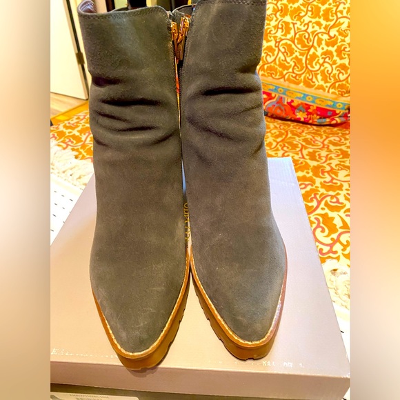 Franco Sarto Shoes - COPY - Lug sole stacked heel suede ankle boots